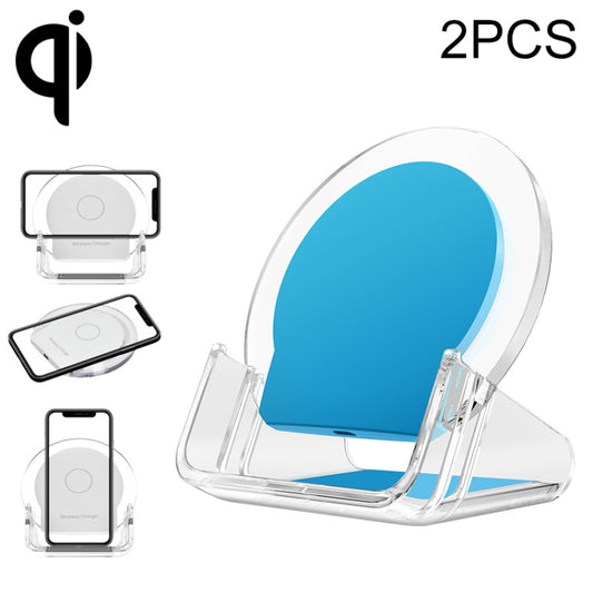 2pcs A9199 10W 3 in 1 Vertical LED Crystal Wireless Charger(Blue) - Wireless Charger by PMC Jewellery | Online Shopping South Africa | PMC Jewellery | Buy Now Pay Later Mobicred