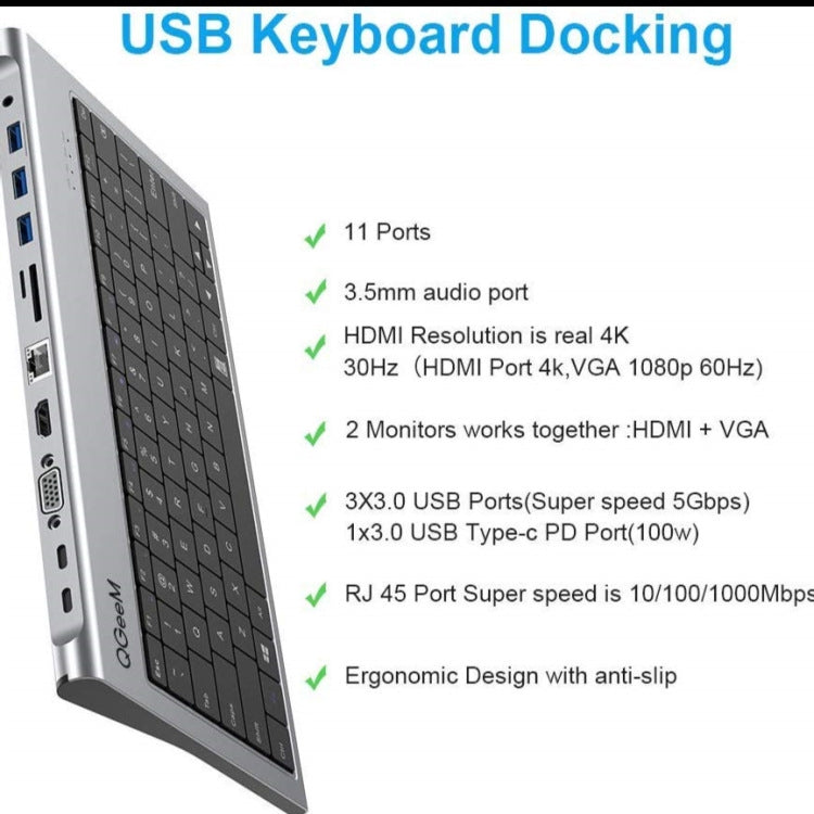 QGeeM 11 In 1 TYPE-C Extension HUB Adapter With Keyboard Function(QG-UH11-2) - USB HUB by QGeeM | Online Shopping South Africa | PMC Jewellery | Buy Now Pay Later Mobicred