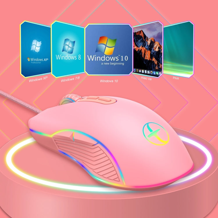 E32  7 Keys 3200 DPI Pink Girls RGB Glowing Wired Mouse Gaming Mouse, Interface: Type-C - Wired Mice by PMC Jewellery | Online Shopping South Africa | PMC Jewellery | Buy Now Pay Later Mobicred