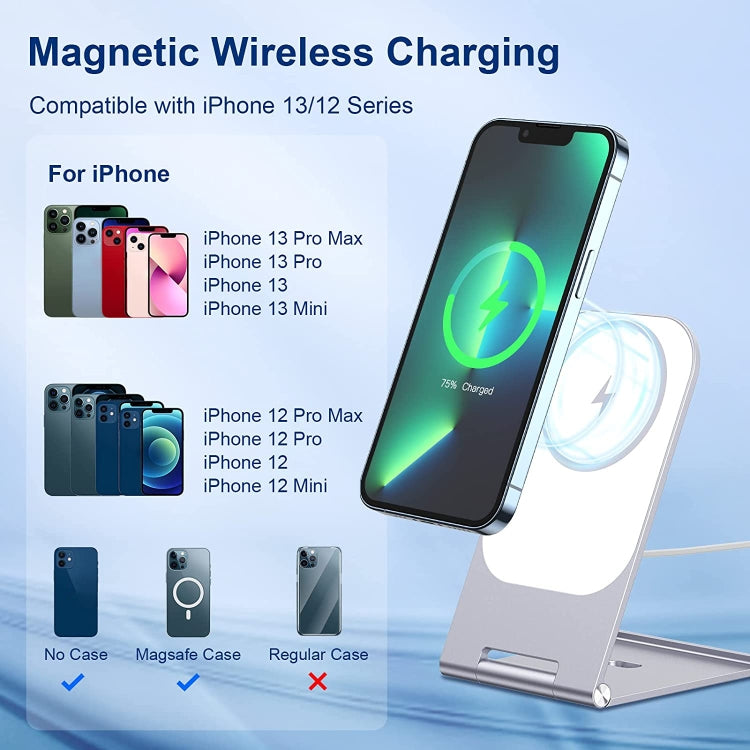 Y56 15W Folding Magnetic Wireless Charging Stand for iPhone 12 and Above(Silver) - Wireless Charger by PMC Jewellery | Online Shopping South Africa | PMC Jewellery | Buy Now Pay Later Mobicred