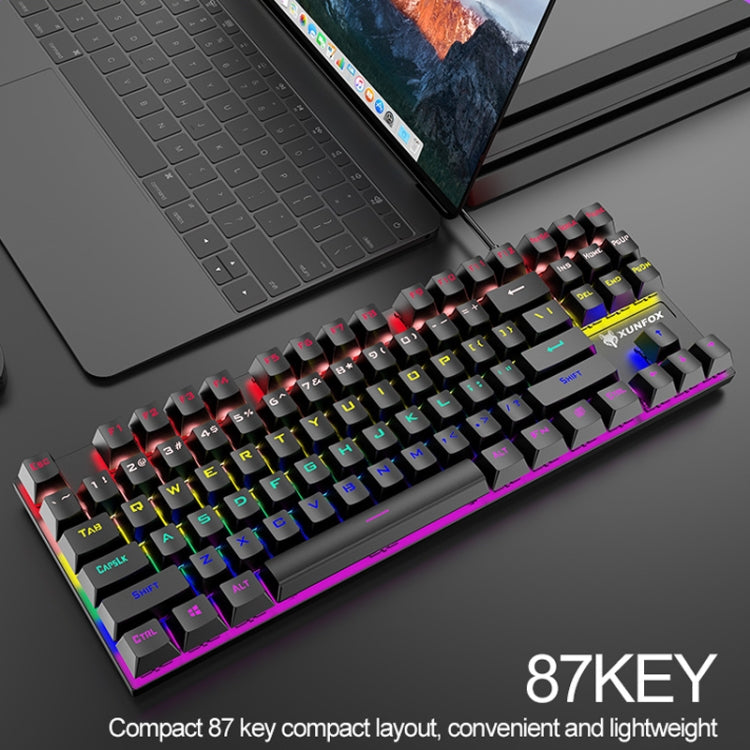 XUNFOX K80 87 Keys Wired Gaming Mechanical Illuminated Keyboard, Cable Length:1.5m(White Yellow) - Wired Keyboard by XUNFOX | Online Shopping South Africa | PMC Jewellery | Buy Now Pay Later Mobicred