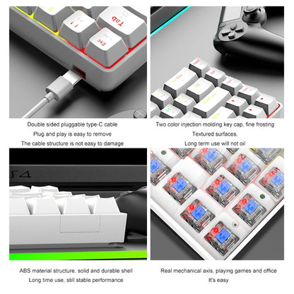 ZIYOU LANG T8 68 Keys RGB Luminous Gaming Mechanical Keyboard, Cable Length:1.6m(White Red Shaft) - Wired Keyboard by ZIYOU LANG | Online Shopping South Africa | PMC Jewellery | Buy Now Pay Later Mobicred