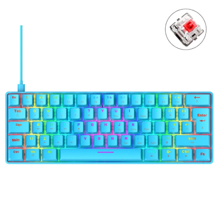 ZIYOU LANG T60 62-Key RGB Luminous Mechanical Wired Keyboard, Cable Length:1.5m(Blue Red Shaft) - Wired Keyboard by ZIYOU LANG | Online Shopping South Africa | PMC Jewellery | Buy Now Pay Later Mobicred