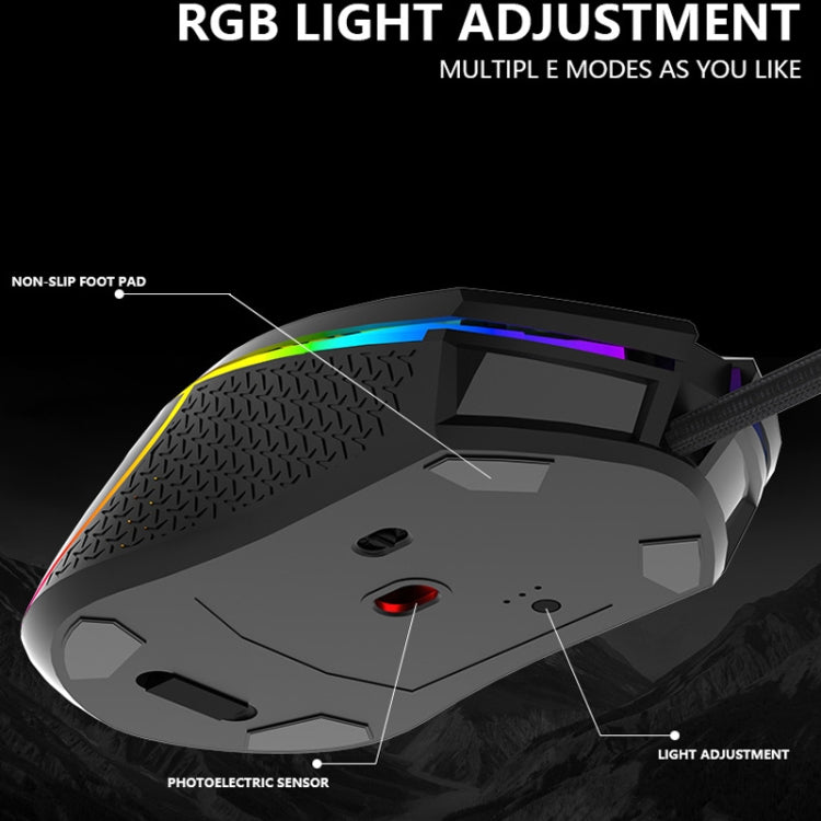 LEAVEN S50 6Keys Macro Definition Programmable RGB Lighted Gaming Wired Mouse, Cable Length: 1.5m(Blue) - Wired Mice by LEAVEN | Online Shopping South Africa | PMC Jewellery | Buy Now Pay Later Mobicred