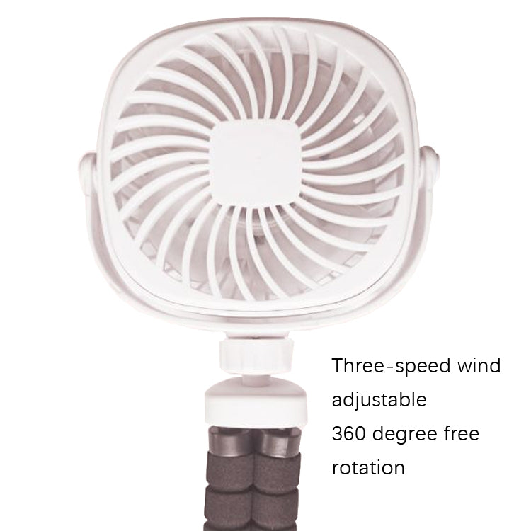 Octopus Stroller Deformation Fan Desktop Portable Handheld USB Small Fan, Colour: 2200mAh White - Electric Fans by PMC Jewellery | Online Shopping South Africa | PMC Jewellery | Buy Now Pay Later Mobicred