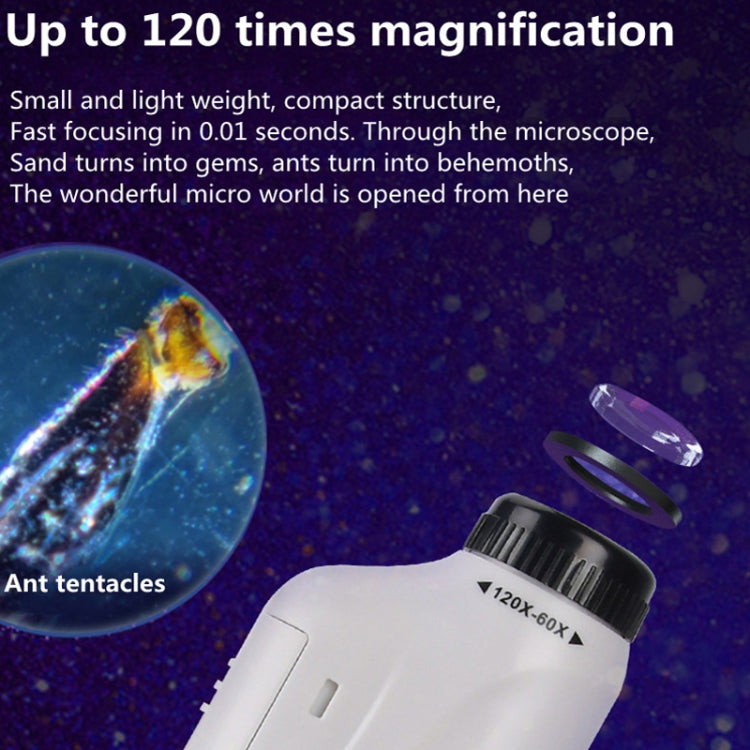 Children Handheld Portable Laboratory Equipment Microscope Toys, Colour: Lite + Bracket (White) - free shipping - PMC TechLife - Order now!