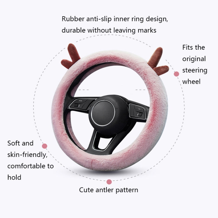 Antler Thick Plush Steering Wheel Cover, Style: O Type (Gray) - Steering Wheel Accessories by PMC Jewellery | Online Shopping South Africa | PMC Jewellery | Buy Now Pay Later Mobicred