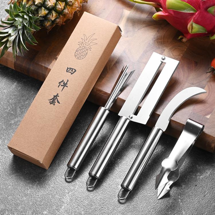 4 In 1 Stainless Steel Pineapple Knife Fruit Knife Sugar Cane Peeler - Cutter & Peeler by PMC TechLife | Online Shopping South Africa | PMC TechLife | Buy Now Pay Later Mobicred