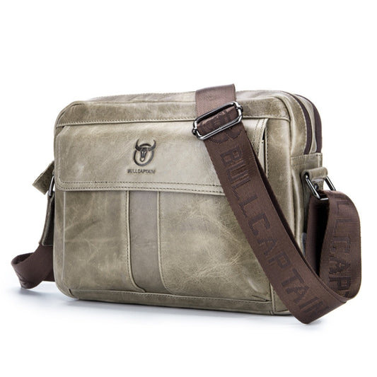 BULL CAPTAIN  Double Layer Leather One Shoulder Messenger Bag For Men(Beige) - Single-shoulder Bags by BULL CAPTAIN | Online Shopping South Africa | PMC Jewellery | Buy Now Pay Later Mobicred