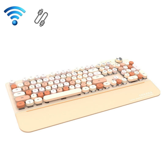 Mofii GEEZER G7 107 Keys Wired / Wireless / Bluetooth Three Mode Mechanical Keyboard, Cable Length: 1.5m(Milk Tea) - Wireless Keyboard by Mofii | Online Shopping South Africa | PMC Jewellery | Buy Now Pay Later Mobicred