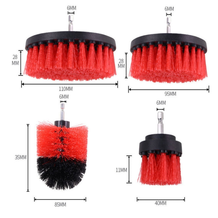 16 PCS / Set Car Washing Tool Brush Drill Cleaning Brush Tire Cleaning Floor Brush(Red) - Car washing supplies by PMC Jewellery | Online Shopping South Africa | PMC Jewellery | Buy Now Pay Later Mobicred