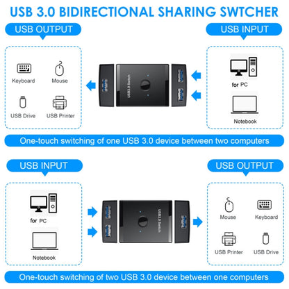 T25 2 In 1 USB3.0 Bidirectional Switch Printer Sharer Splitter(Black) - USB 3.0 HUB by PMC Jewellery | Online Shopping South Africa | PMC Jewellery | Buy Now Pay Later Mobicred