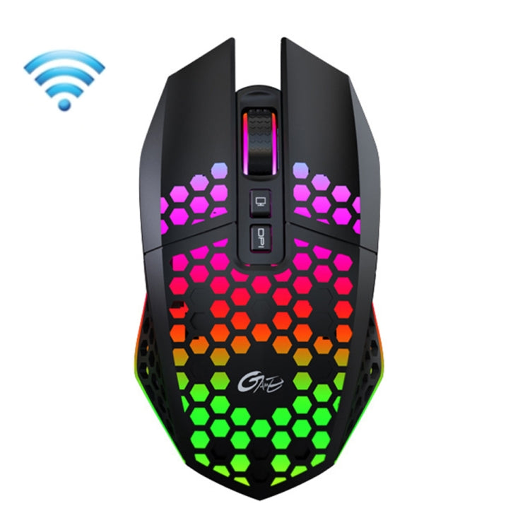 FMOUSE  X801 8 Keys 1600DPI Hollow Luminous Gaming  Office Mouse,Style: Black Wireless Rechargeable - Wireless Mice by FMOUSE | Online Shopping South Africa | PMC Jewellery | Buy Now Pay Later Mobicred