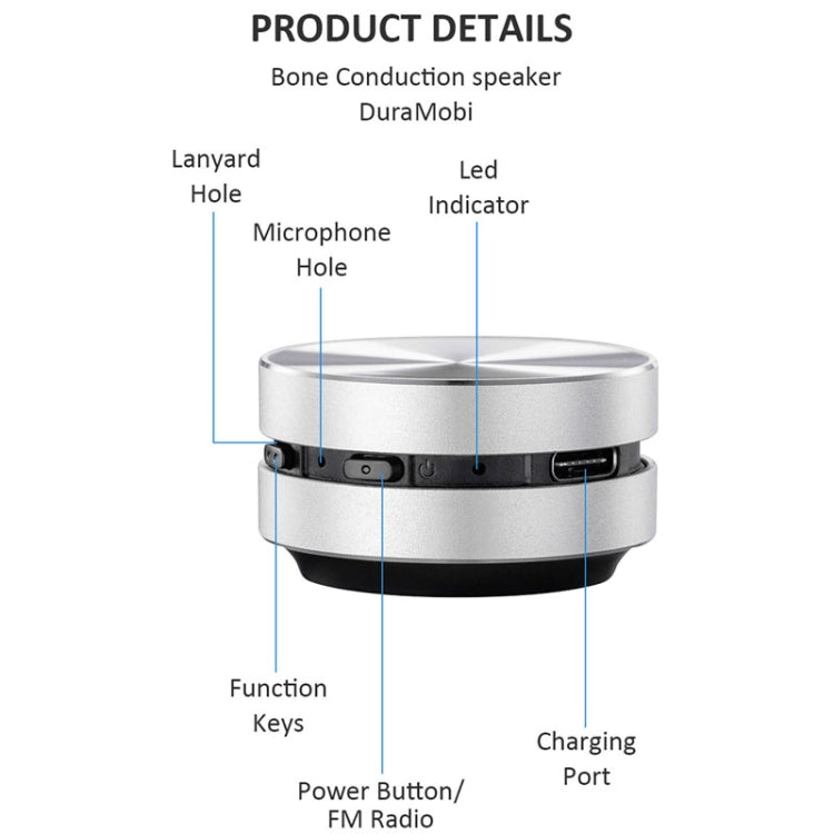 DuraMOBI Hummingbird Black Technology Bone Conduction Wireless Speaker Portable Small Audio(Silver) - free shipping - PMC Jewellery - Order now!