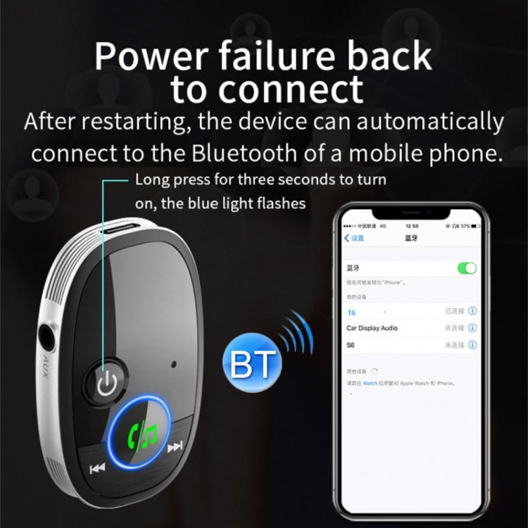 Car Bluetooth Receiver Music Player Wireless Audio Converter(Black) - Bluetooth Adapters by PMC TechLife | Online Shopping South Africa | PMC TechLife | Buy Now Pay Later Mobicred