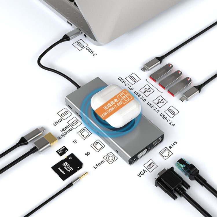 BX13V 13 In 1 Type-C Docking Station Wireless Charging Hub - USB HUB by PMC Jewellery | Online Shopping South Africa | PMC Jewellery