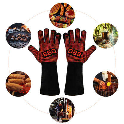 1 Pair High Temperature Resistant Silicone BBQ Gloves  Anti-Scalding Gloves(Big Flame Red) - Safety Gloves by PMC Jewellery | Online Shopping South Africa | PMC Jewellery