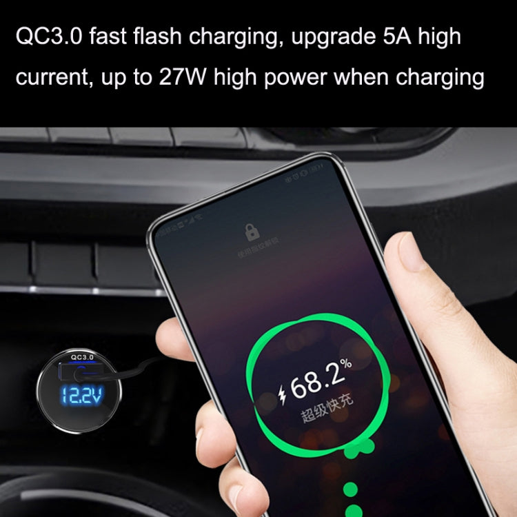 2PCS JY-032 USB Digital Display Fast Charge Car Charger, Style: 3.5A + QC3.0(Android Right Bend) - Cables & Connectors by PMC Jewellery | Online Shopping South Africa | PMC Jewellery | Buy Now Pay Later Mobicred