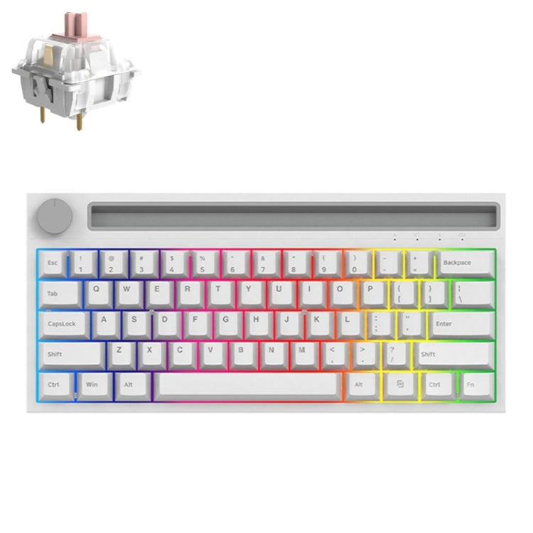 Ajazz K620T 62 Keys Bluetooth Wireless Dual Mode Mechanical Keyboard, Style: Pink Shaft (White) - free shipping - PMC Jewellery - Order now!
