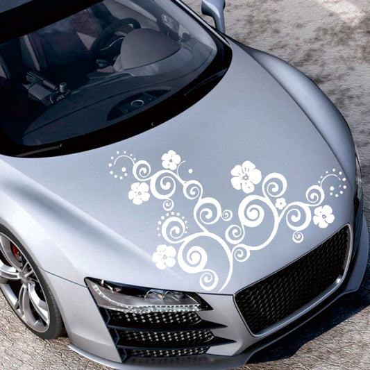 D-908 Summer Flower Totem PVC Car Hood Sticker(White) - Decorative Sticker by PMC Jewellery | Online Shopping South Africa | PMC Jewellery | Buy Now Pay Later Mobicred