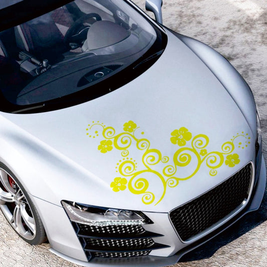 D-908 Summer Flower Totem PVC Car Hood Sticker(Yellow) - Decorative Sticker by PMC Jewellery | Online Shopping South Africa | PMC Jewellery | Buy Now Pay Later Mobicred