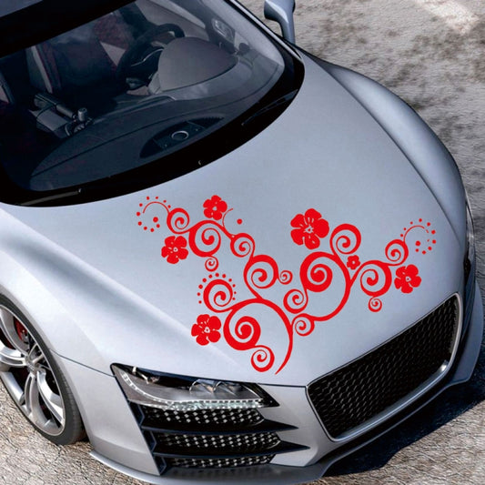 D-908 Summer Flower Totem PVC Car Hood Sticker(Red) - Decorative Sticker by PMC Jewellery | Online Shopping South Africa | PMC Jewellery | Buy Now Pay Later Mobicred