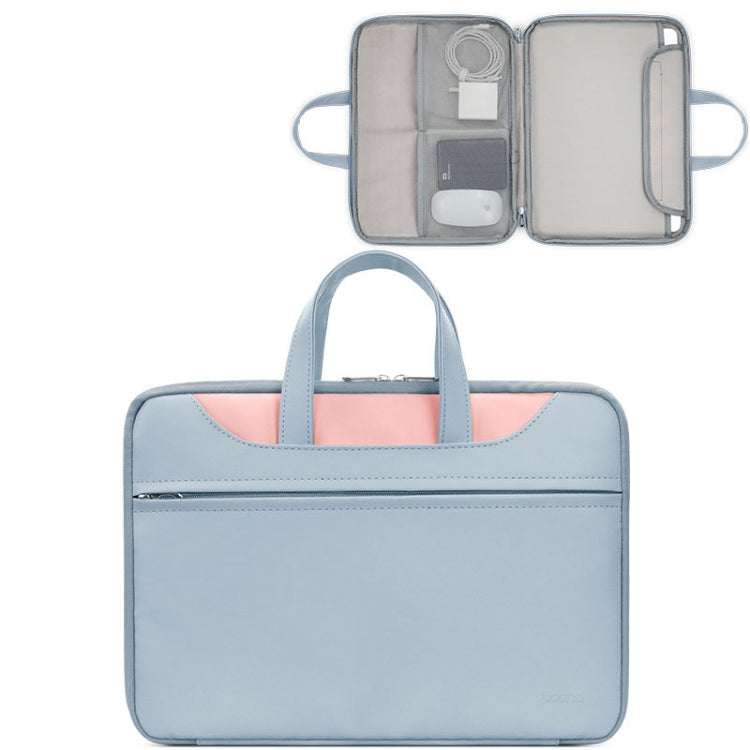 Baona BN-Q006 PU Leather Full Opening Laptop Handbag For 14 inches(Sky Blue+Pink) - 15 inch by Baona | Online Shopping South Africa | PMC Jewellery | Buy Now Pay Later Mobicred