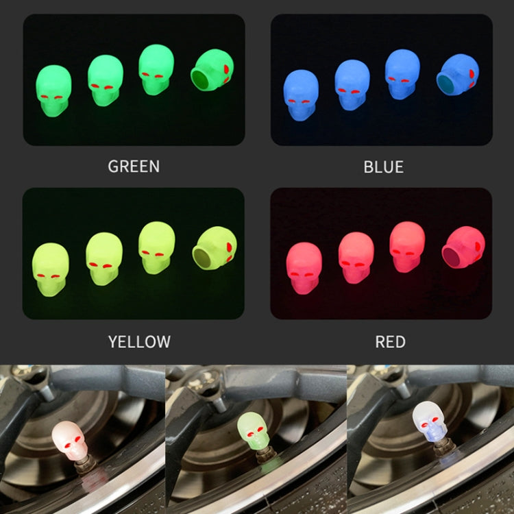 1 Sets Car Tire Luminous Valve Cap Motorcycle Skull Valve Core Cap (Yellow) - Tire Valve Caps by PMC Jewellery | Online Shopping South Africa | PMC Jewellery