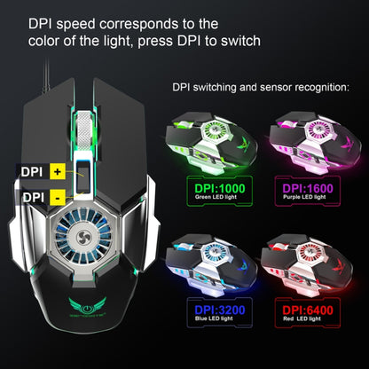 Zerodate G22 6 Keys Fan Cooled RGB Lighted Gaming Mice, Cable Length: 1.5m(Black) - Wired Mice by Zerodate | Online Shopping South Africa | PMC Jewellery | Buy Now Pay Later Mobicred