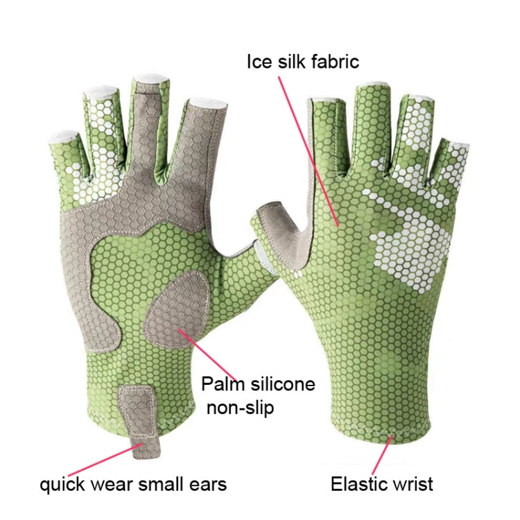 Ice Silk Half Finger Fishing Gloves Sunscreen  Riding Gloves, Size:  Free Size(Youth Green) - Safety Gloves by PMC Jewellery | Online Shopping South Africa | PMC Jewellery