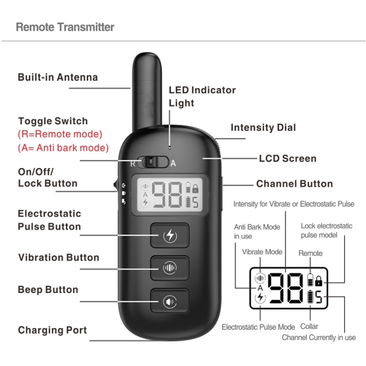 Remote Control Trainer Dog Collar Automatic Bark Stop Device, Specification: 1 Drag 3 - Training Aids by PMC TechLife | Online Shopping South Africa | PMC TechLife | Buy Now Pay Later Mobicred