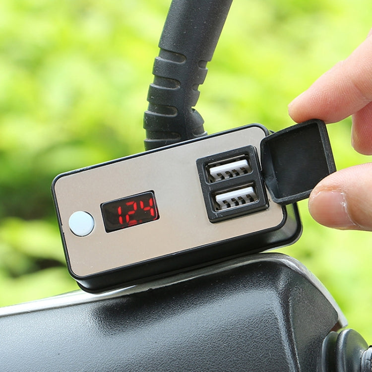 Digital Display Dual USB Universal Waterproof Motorcycle Mobile Phone Charger(2.4A 12-24V) - Battery Charger by PMC Jewellery | Online Shopping South Africa | PMC Jewellery | Buy Now Pay Later Mobicred