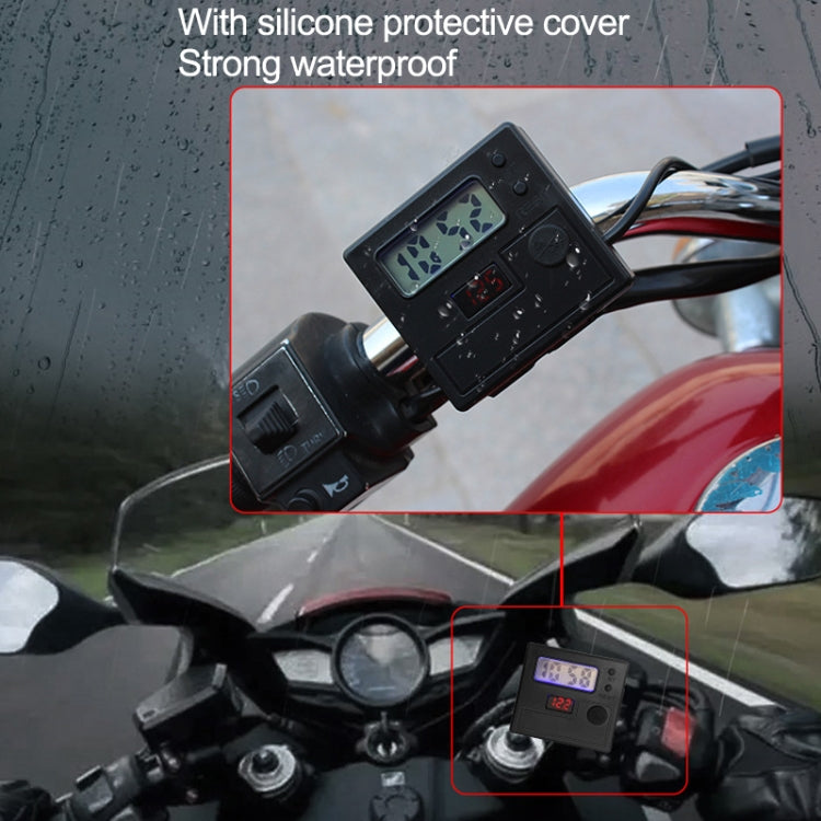 Motorcycle Clock Digital Display Dual USB Phone Charger Waterproof 5V 3A Fast Charge(Black) - Battery Charger by PMC Jewellery | Online Shopping South Africa | PMC Jewellery | Buy Now Pay Later Mobicred