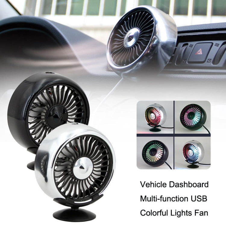 F102 Vehicle Dashboard Multi-function USB Colorful Lights Fan(Black) - Heating & Fans by PMC Jewellery | Online Shopping South Africa | PMC Jewellery | Buy Now Pay Later Mobicred