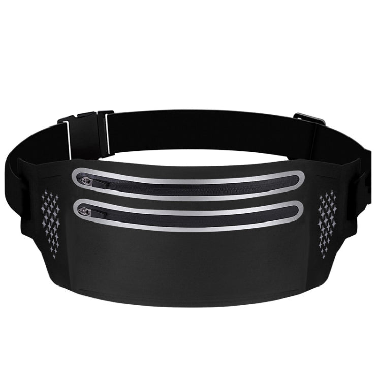 Outdoor Double Zipper Sports Waterproof Lycra Body Slim Waist Bag(Black) - Waist Bags by PMC Jewellery | Online Shopping South Africa | PMC Jewellery