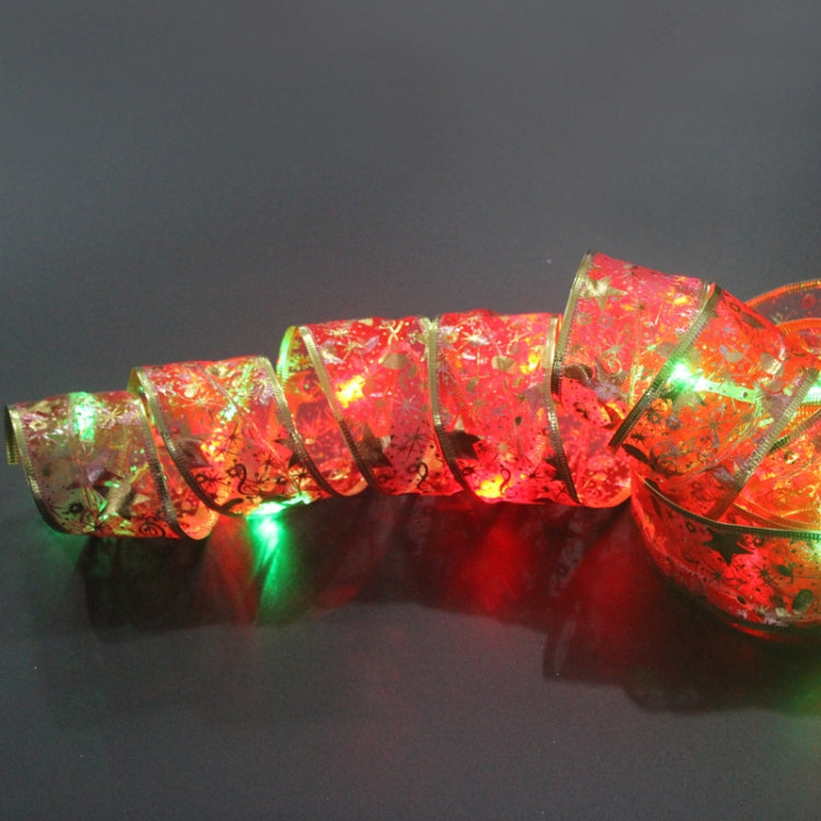 Christmas LED Lights Bronzing Double Ribbon String Lights, Specification: 10m(Gold Red Color Light) - Decoration Lamps by PMC TechLife | Online Shopping South Africa | PMC TechLife