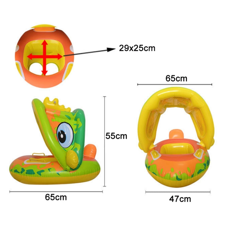 Baby Cartoon Animal Swimming Ring With Awning(Green) - Swimming Rings by PMC Jewellery | Online Shopping South Africa | PMC Jewellery