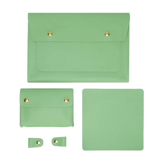 S178 3 In 1 Leather Waterproof Laptop Liner Bag, Size: 15 inches(Avocado Green) - 15 inch by PMC Jewellery | Online Shopping South Africa | PMC Jewellery | Buy Now Pay Later Mobicred