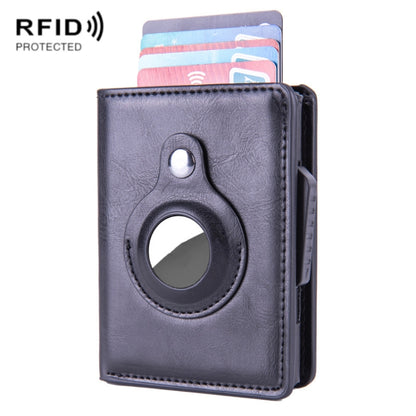 X-80 RFID Anti-theft Brushed Leather Card Holder For AirTag(Black) - Wallet Series by PMC Jewellery | Online Shopping South Africa | PMC Jewellery