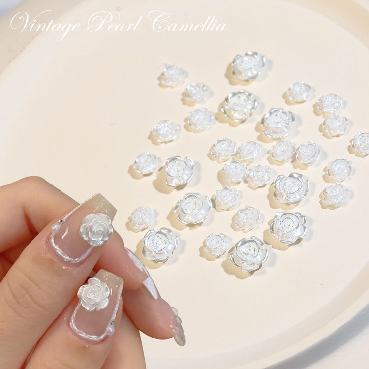 SP0473 30Pcs/Pack 3D Camellia Nail Art Decorative Rhinestones(Transparent) - Nail Stickers by PMC Jewellery | Online Shopping South Africa | PMC Jewellery | Buy Now Pay Later Mobicred