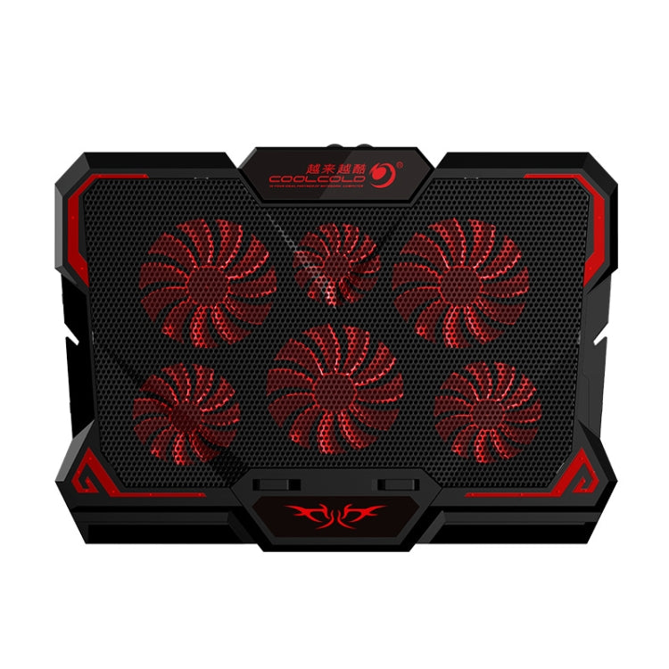 CoolCold  17inch Gaming Laptop Cooler Six Fan Two USB Port 2600RPM Laptop Cooling Pad( Black Red) - Cooling Pads by CoolCold | Online Shopping South Africa | PMC Jewellery | Buy Now Pay Later Mobicred