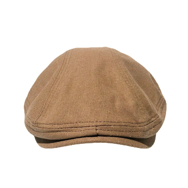 Retro Forward Cap Linen Cap Spring And Summer Beret(Dark Khaki) - Peaked Cap by PMC Jewellery | Online Shopping South Africa | PMC Jewellery