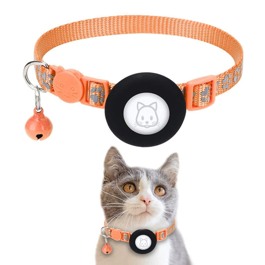 Pet Cat Reflective Collar with Bell for Airtag Tracker(Orange) - Pet Series by PMC Jewellery | Online Shopping South Africa | PMC Jewellery