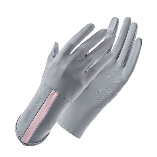 1 Pair XC-14 Riding Driving Sunscreen Anti-UV Fingerless Ice Silk Gloves, Style: Line (Light Gray) - Safety Gloves by PMC Jewellery | Online Shopping South Africa | PMC Jewellery | Buy Now Pay Later Mobicred