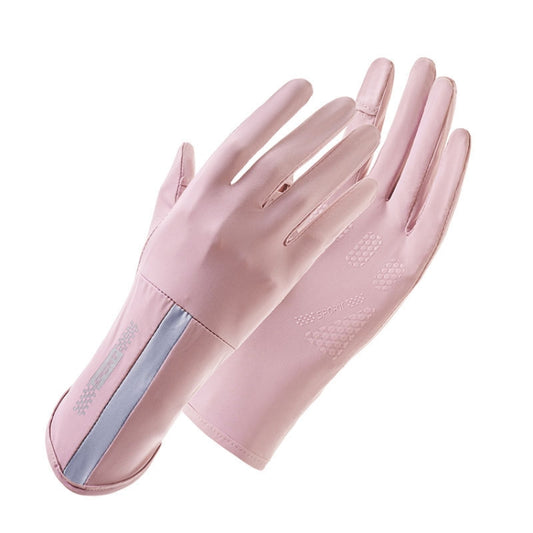 1 Pair XC-14 Riding Driving Sunscreen Anti-UV Fingerless Ice Silk Gloves, Style: Line (Pink) - Safety Gloves by PMC Jewellery | Online Shopping South Africa | PMC Jewellery | Buy Now Pay Later Mobicred