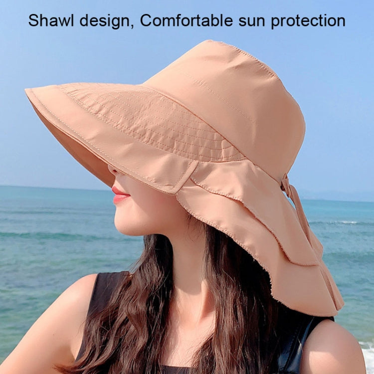 8062 Women Summer Neck Protection Sunscreen Hat Large Brim Fisherman Hat(Light Gray) - Peaked Cap by PMC Jewellery | Online Shopping South Africa | PMC Jewellery