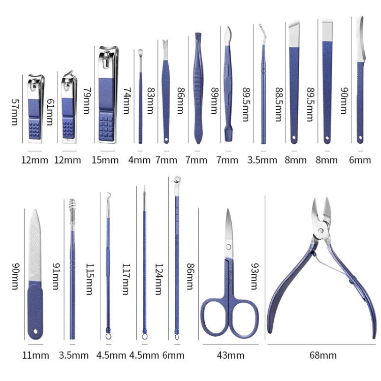 Stainless Steel Nail Clipper Nail Art Tool Set, Color: 18 PCS/Set (Blue) - Nail Clipper by PMC Jewellery | Online Shopping South Africa | PMC Jewellery | Buy Now Pay Later Mobicred