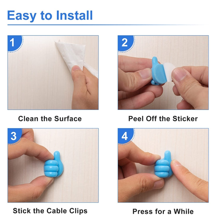 10 PCS Non-punching And Non-marking Adhesive Thumb Hook Cable Organizer(Blue) - Shelf & Hooks by PMC TechLife | Online Shopping South Africa | PMC TechLife