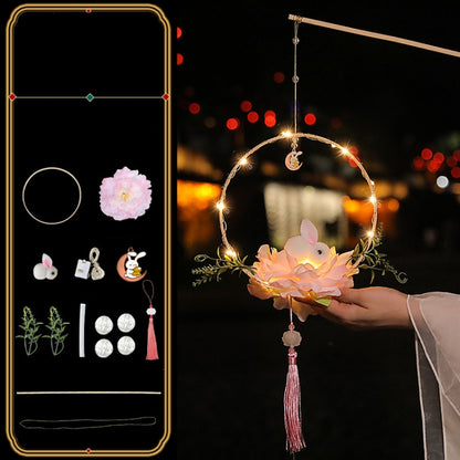 Moon Festival Hand Lantern Children Handmade DIY Materials, Color: Peony Flowers - Holiday Lights by PMC Jewellery | Online Shopping South Africa | PMC Jewellery | Buy Now Pay Later Mobicred