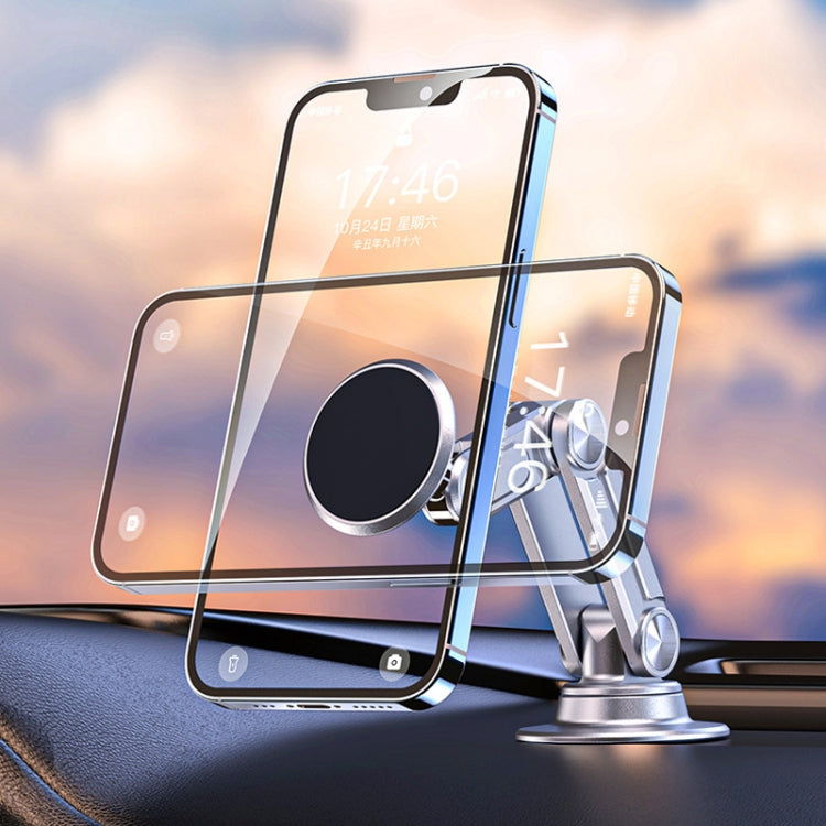 Aluminum Alloy Rotatable Lift Mobile Phone Holder Car Holder,Style:  Magnetic style Black - Car Holders by PMC Jewellery | Online Shopping South Africa | PMC Jewellery